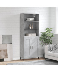 Buffet haut Gris béton 69,5x34x180 cm Bois d'ingénierie | Mobilier & Déco