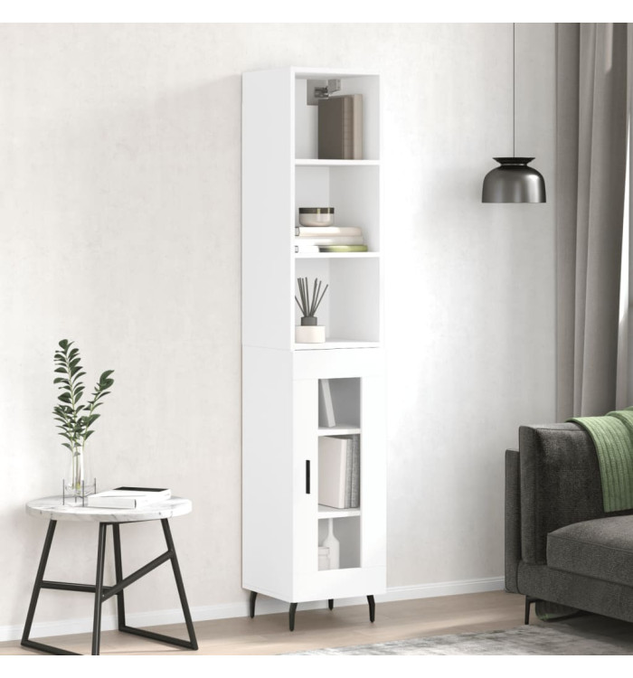 Buffet haut Blanc 34,5x34x180 cm Bois d'ingénierie | Mobilier & Déco