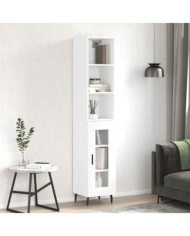 Buffet haut Blanc 34,5x34x180 cm Bois d'ingénierie | Mobilier & Déco