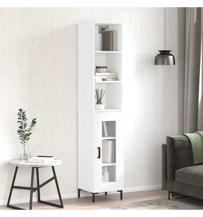 Buffet haut Blanc 34,5x34x180 cm Bois d'ingénierie | Mobilier & Déco
