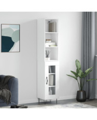 Buffet haut Blanc 34,5x34x180 cm Bois d'ingénierie | Mobilier & Déco