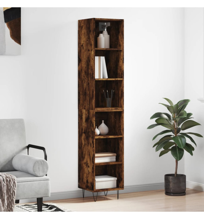Buffet haut Chêne fumé 34,5x32,5x180 cm Bois d'ingénierie | Mobilier & Déco