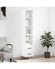 Buffet haut Blanc 34,5x34x180 cm Bois d'ingénierie | Mobilier & Déco