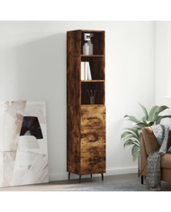 Buffet haut Chêne fumé 34,5x34x180 cm Bois d'ingénierie | Mobilier & Déco