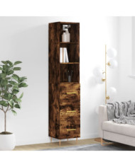 Buffet haut Chêne fumé 34,5x34x180 cm Bois d'ingénierie | Mobilier & Déco