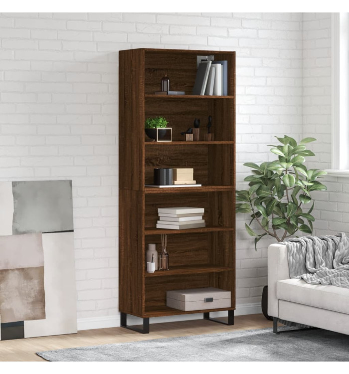 Buffet chêne marron 69,5x32,5x180 cm bois d'ingénierie | Mobilier & Déco