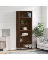 Buffet chêne marron 69,5x32,5x180 cm bois d'ingénierie | Mobilier & Déco