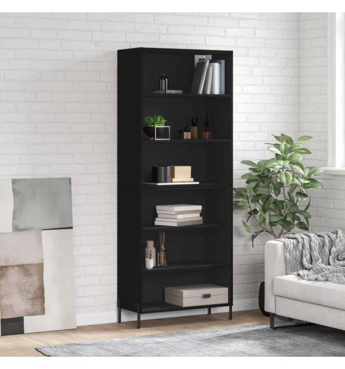 Buffet noir 69,5x32,5x180 cm bois d'ingénierie | Mobilier & Déco