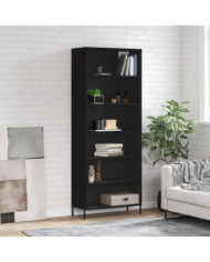 Buffet noir 69,5x32,5x180 cm bois d'ingénierie | Mobilier & Déco