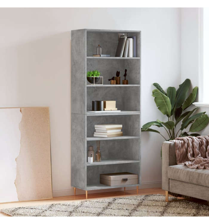 Buffet gris béton 69,5x32,5x180 cm bois d'ingénierie | Mobilier & Déco
