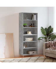 Buffet gris béton 69,5x32,5x180 cm bois d'ingénierie | Mobilier & Déco