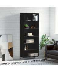 Buffet noir 69,5x32,5x180 cm bois d'ingénierie | Mobilier & Déco
