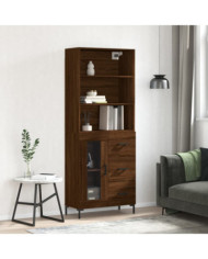 Buffet haut Chêne marron 69,5x34x180 cm Bois d'ingénierie | Mobilier & Déco