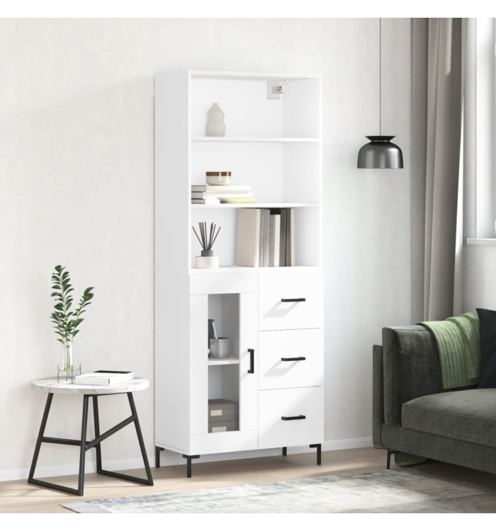 Buffet haut Blanc 69,5x34x180 cm Bois d'ingénierie | Mobilier & Déco