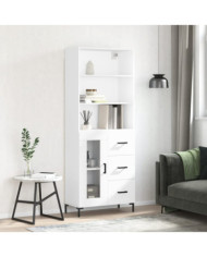 Buffet haut Blanc 69,5x34x180 cm Bois d'ingénierie | Mobilier & Déco