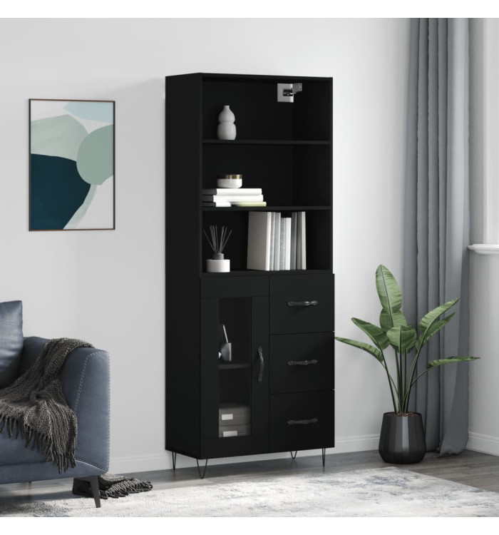 Buffet haut Noir 69,5x34x180 cm Bois d'ingénierie | Mobilier & Déco