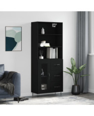 Buffet haut Noir 69,5x34x180 cm Bois d'ingénierie | Mobilier & Déco