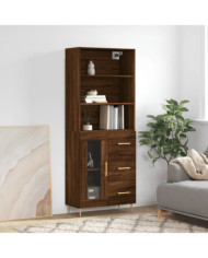 Buffet haut Chêne marron 69,5x34x180 cm Bois d'ingénierie | Mobilier & Déco