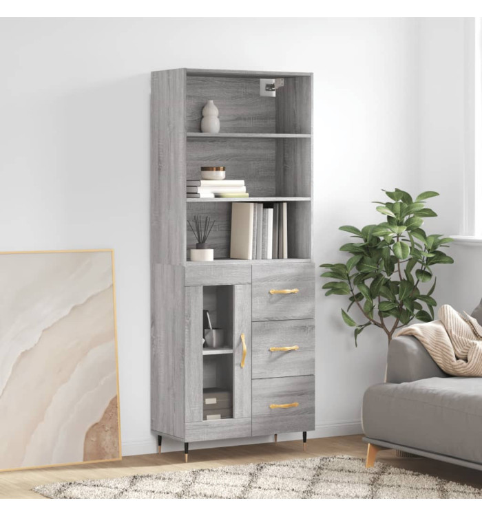 Buffet haut Sonoma gris 69,5x34x180 cm Bois d'ingénierie | Mobilier & Déco