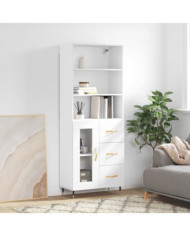 Buffet haut Blanc 69,5x34x180 cm Bois d'ingénierie | Mobilier & Déco