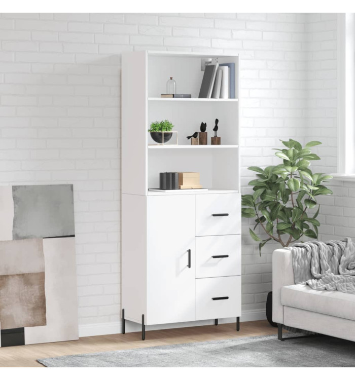 Buffet haut Blanc 69,5x34x180 cm Bois d'ingénierie | Mobilier & Déco