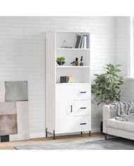 Buffet haut Blanc 69,5x34x180 cm Bois d'ingénierie | Mobilier & Déco