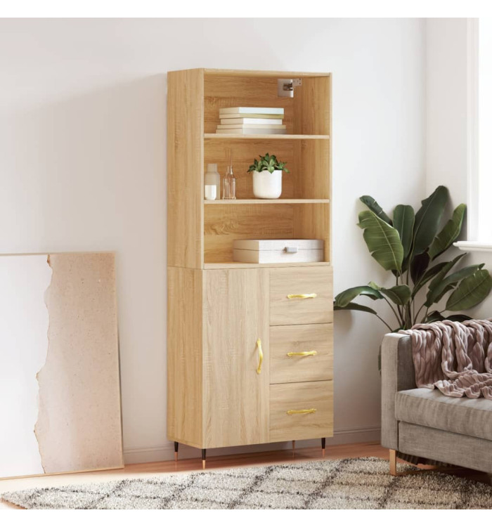 Buffet haut Chêne sonoma 69,5x34x180 cm Bois d'ingénierie | Mobilier & Déco
