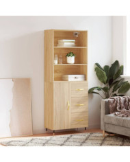 Buffet haut Chêne sonoma 69,5x34x180 cm Bois d'ingénierie | Mobilier & Déco