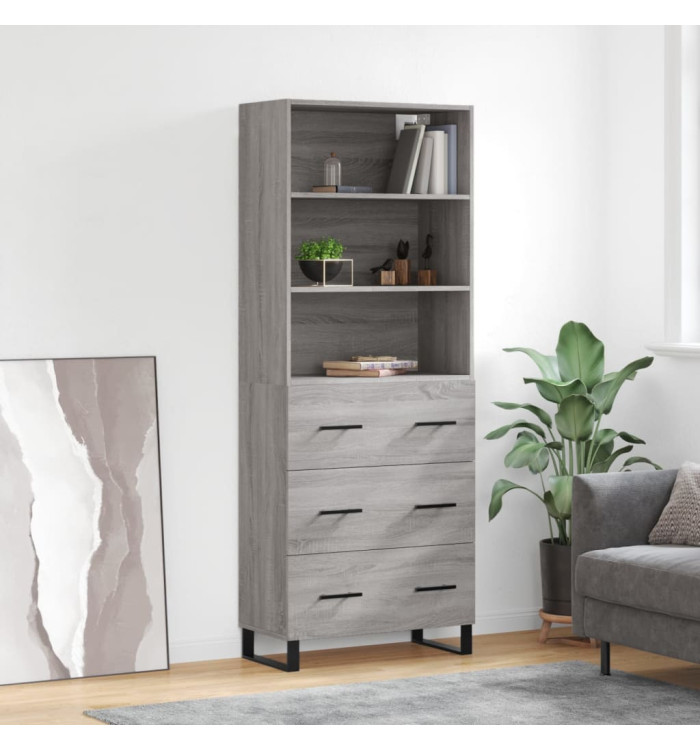 Buffet haut Sonoma gris 69,5x34x180 cm Bois d'ingénierie | Mobilier & Déco
