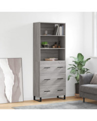 Buffet haut Sonoma gris 69,5x34x180 cm Bois d'ingénierie | Mobilier & Déco