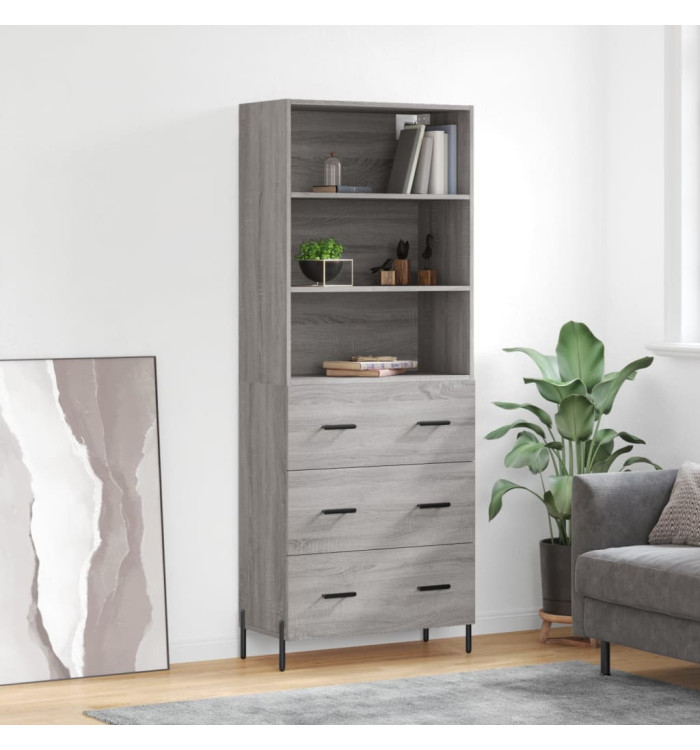 Buffet haut Sonoma gris 69,5x34x180 cm Bois d'ingénierie | Mobilier & Déco