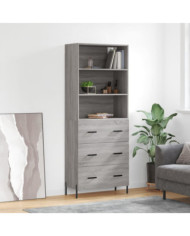 Buffet haut Sonoma gris 69,5x34x180 cm Bois d'ingénierie | Mobilier & Déco