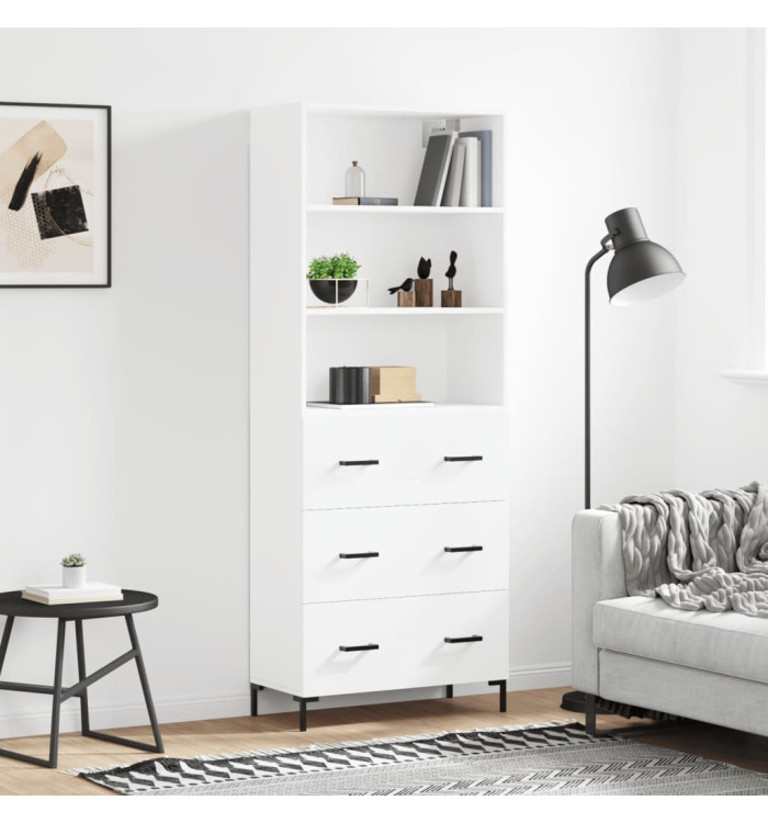 Buffet haut Blanc 69,5x34x180 cm Bois d'ingénierie | Mobilier & Déco