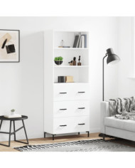 Buffet haut Blanc 69,5x34x180 cm Bois d'ingénierie | Mobilier & Déco