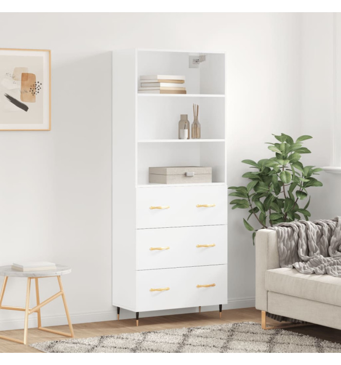Buffet haut Blanc 69,5x34x180 cm Bois d'ingénierie | Mobilier & Déco