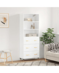 Buffet haut Blanc 69,5x34x180 cm Bois d'ingénierie | Mobilier & Déco