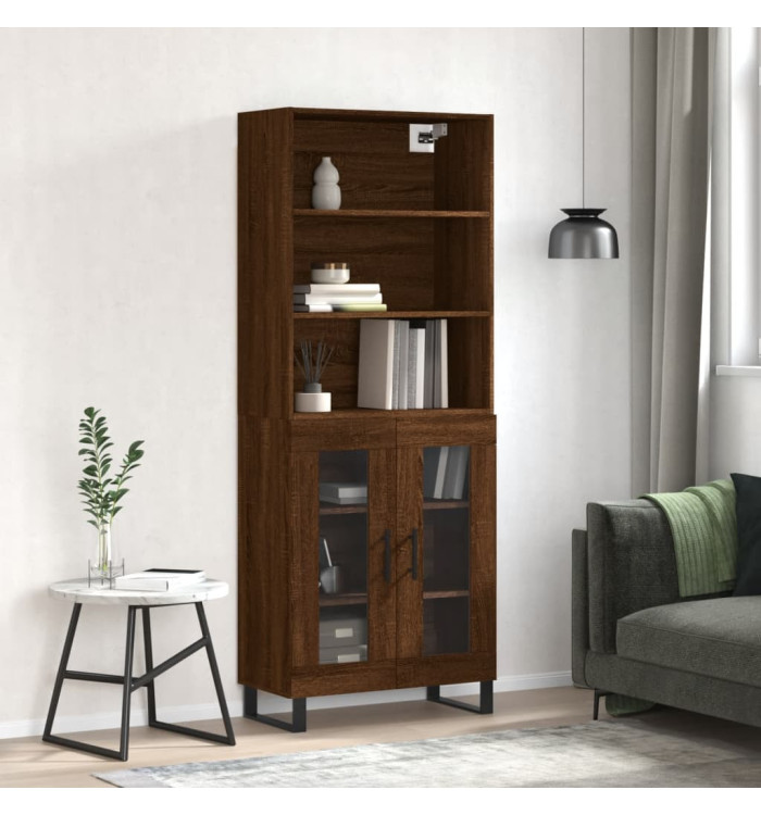 Buffet haut Chêne marron 69,5x34x180 cm Bois d'ingénierie | Mobilier & Déco