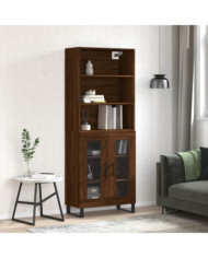 Buffet haut Chêne marron 69,5x34x180 cm Bois d'ingénierie | Mobilier & Déco