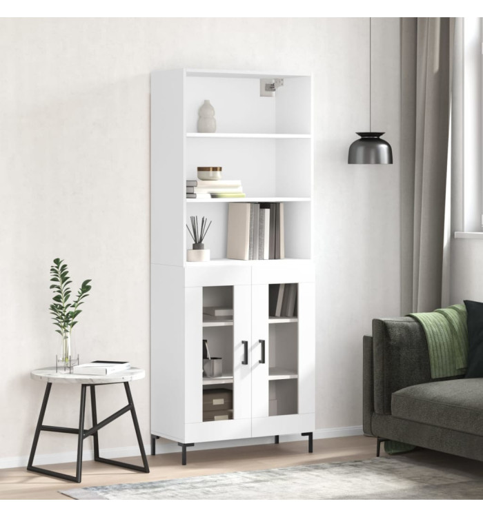 Buffet haut Blanc 69,5x34x180 cm Bois d'ingénierie | Mobilier & Déco