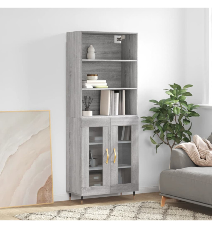 Buffet haut Sonoma gris 69,5x34x180 cm Bois d'ingénierie | Mobilier & Déco
