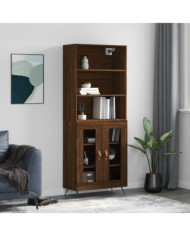 Buffet haut Chêne marron 69,5x34x180 cm Bois d'ingénierie | Mobilier & Déco