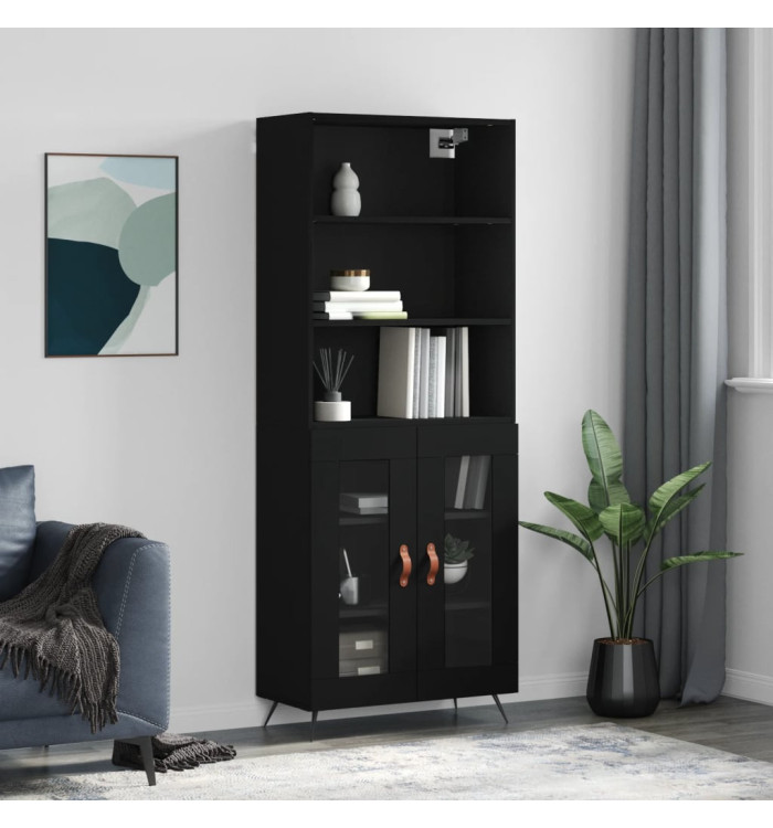 Buffet haut Noir 69,5x34x180 cm Bois d'ingénierie | Mobilier & Déco