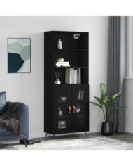 Buffet haut Noir 69,5x34x180 cm Bois d'ingénierie | Mobilier & Déco
