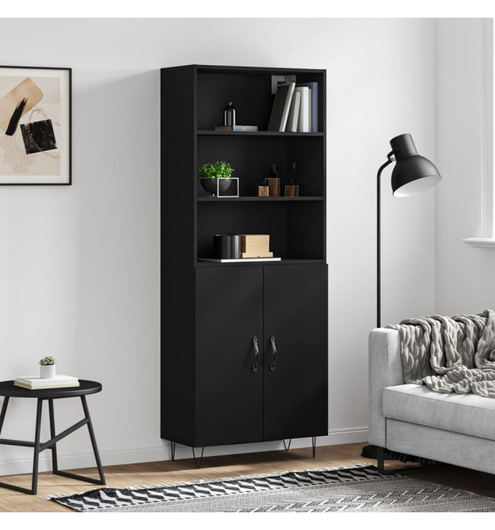 Buffet haut Noir 69,5x34x180 cm Bois d'ingénierie | Mobilier & Déco