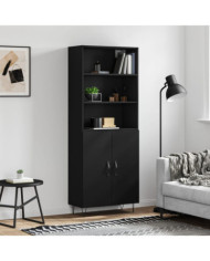 Buffet haut Noir 69,5x34x180 cm Bois d'ingénierie | Mobilier & Déco
