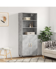 Buffet haut Gris béton 69,5x34x180 cm Bois d'ingénierie | Mobilier & Déco