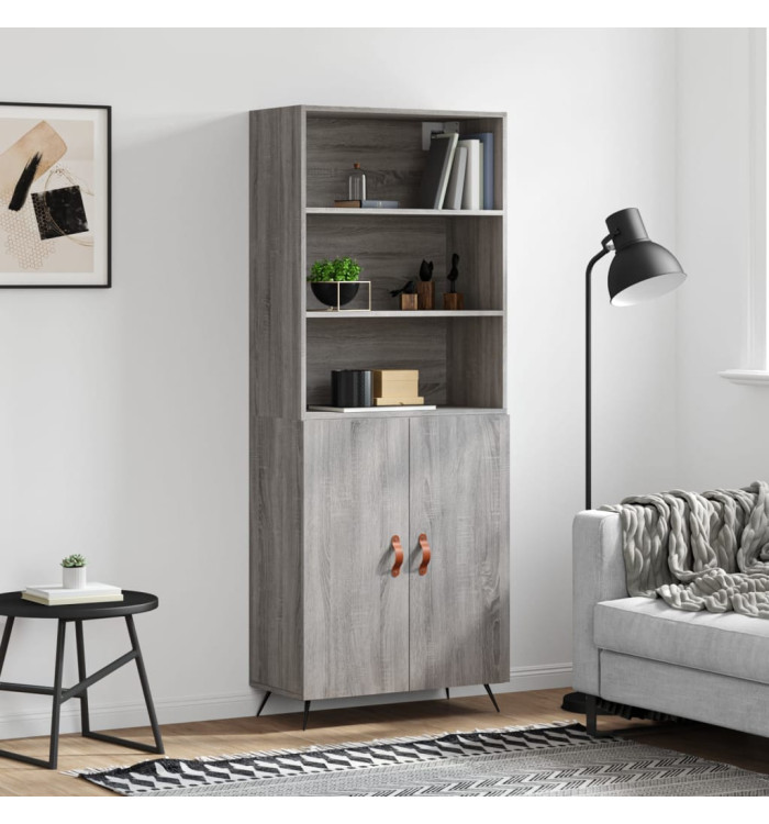 Buffet haut Sonoma gris 69,5x34x180 cm Bois d'ingénierie | Mobilier & Déco