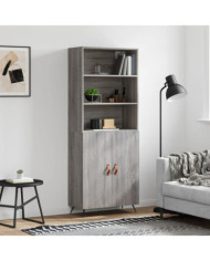 Buffet haut Sonoma gris 69,5x34x180 cm Bois d'ingénierie | Mobilier & Déco
