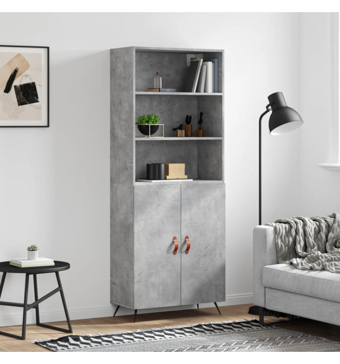 Buffet haut Gris béton 69,5x34x180 cm Bois d'ingénierie | Mobilier & Déco