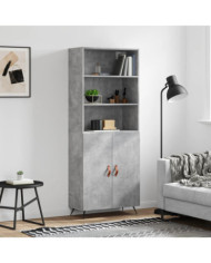 Buffet haut Gris béton 69,5x34x180 cm Bois d'ingénierie | Mobilier & Déco